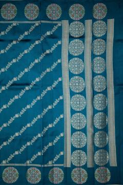 Raw Mango Silk Golden Zari German Blue Saree