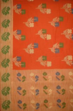 Supernet Rust Orange Banarasi Saree