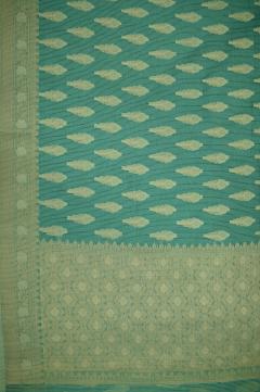 Supernet Dusty Sea Green Banarasi Saree