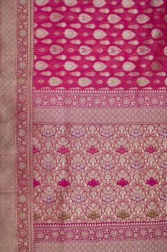 Pure Banarasi Katan Silk Hot pink Saree