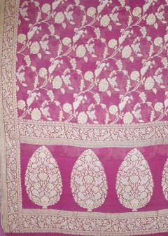 Pure Banarasi Onion Pink Chiffon Georgette Saree