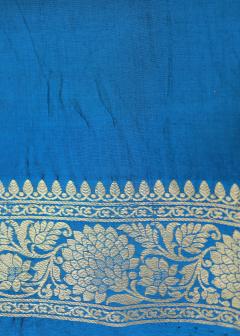 Pure Banarasi Puna Silk Poison Blue Saree