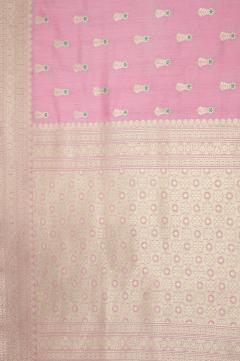 Pure Banarasi Mulberry Silk Strawberry Pink Saree