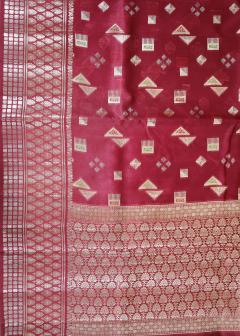 Pure Banarasi Dupion Silk Saree with Silver and Copper