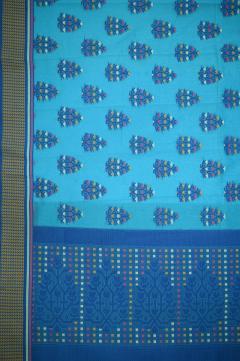 Supernet Ferozi Blue Boota Banarasi Saree