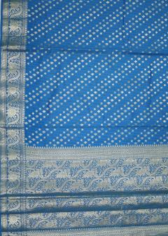 Pure Banarasi German Blue Chinia Silk Saree