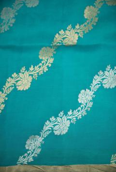 Pure Silk Light Firozi Kadhwa Banarasi Saree