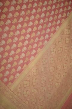 Supernet Dusty Strawberry Pink Banarasi Saree