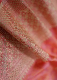 Banarasi Katan Silk Tanchui Meenakari Strawberry Pink Saree