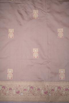 Banarasi Katan Kadhwa Pastel Dusty Gajari Saree