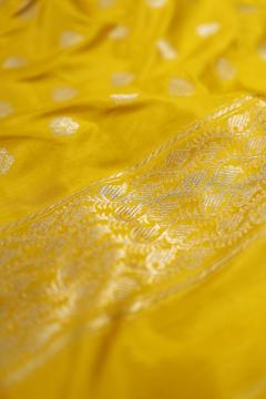 Pure Banarasi Golden Yellow 3 Piece Suit