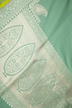 Pure Satin Kadhwa Banarasi Green Saree