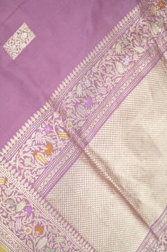 Pure Banarasi Katan Meenedar Kadhwa Lilac Saree