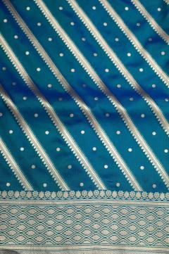 Banarasi Katan Upada Arha Pattern Aqua Saree