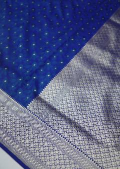 Pure Banarasi Deep Royal Blue Katan Silk Saree