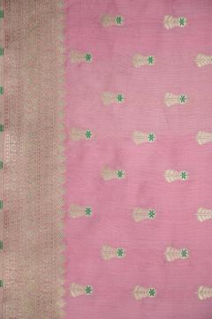 Pure Banarasi Mulberry Silk Strawberry Pink Saree