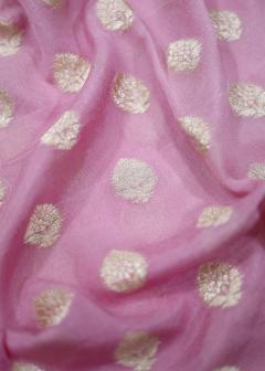 Pure Banarasi Baby Pink Khaddi Georgette Saree