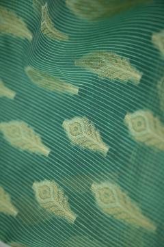 Supernet Dusty Sea Green Banarasi Saree