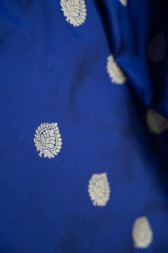 Pure Banarasi Katan Silk 3 Pc Royal Blue Suit