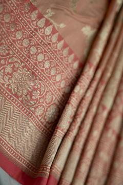 Pure Banarasi Katan Silk Peach Saree