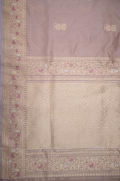 Banarasi Katan Kadhwa Pastel Dusty Gajari Saree