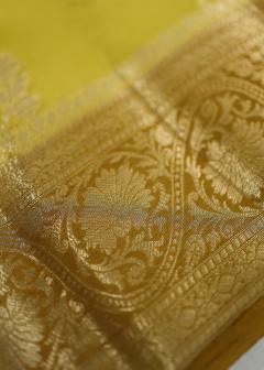 Pure Banarasi Haldi Yellow Mustard Saree