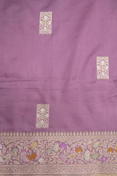 Pure Banarasi Katan Meenedar Kadhwa Lilac Saree