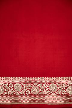 Pure Satin Kadhwa Blood Red Banarasi Saree