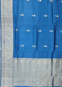 Pure Banarasi Puna Silk Poison Blue Saree