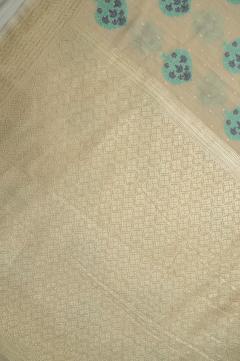 Pure Banarasi Cream Hued Moonga Silk Saree