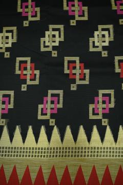 Supernet Black Boota Layered Squares Banarasi Saree