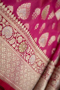 Pure Banarasi Katan Silk Hot pink Saree