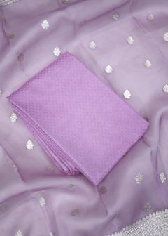 Pure Banarasi Lavender Chiniya Silk 3 Piece Suit