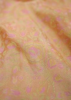 Pure Banarasi Peach Katan Tanchui Silk Saree