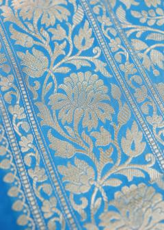 Pure Banarasi Katan Kadhwa Firozi Blue Saree