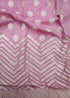 Pure Banarasi Baby Pink Khaddi Georgette Saree