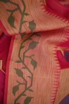 Supernet Rani Pink Banarasi Saree