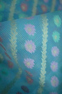 Supernet Weave Ferozi Blue Banarasi Saree