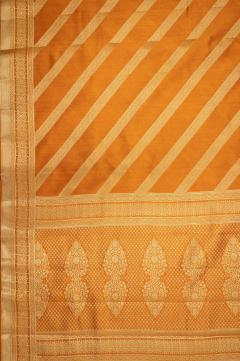 Pure Banarasi Chynia Orange Rust Silk Saree