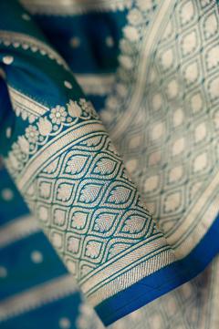 Banarasi Katan Upada Arha Pattern Aqua Saree