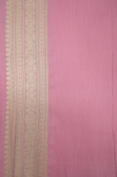 Pure Banarasi Mulberry Silk Strawberry Pink Saree