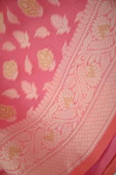 Supernet Blush Pink Banarasi Saree