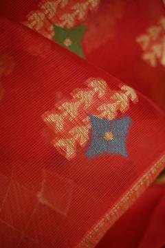 Supernet Red Weaving Banarasi Saree