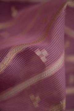 Banarasi Cotton Supernet Light Wine Saree