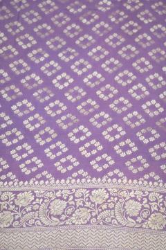 Banarasi Crepe Khaddi Mauve Silver Booti Saree