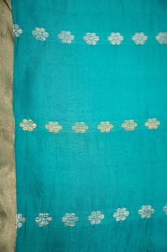 Pure Silk Light Firozi Kadhwa Banarasi Saree