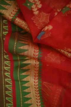 Supernet Red Weaving Banarasi Saree