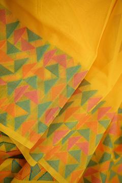 Supernet Weave Golden Yellow Banarasi Saree