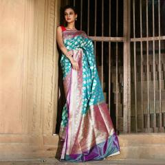 Banarasi Katan Cutwork Contrast Silk Saree