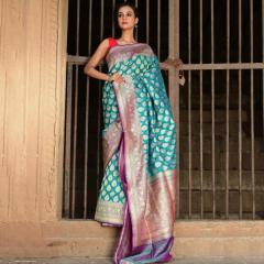 Banarasi Katan Cutwork Contrast Silk Saree